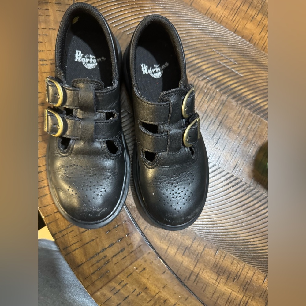Dr. Martens Black Kids Dress Shoes with Buckle Straps